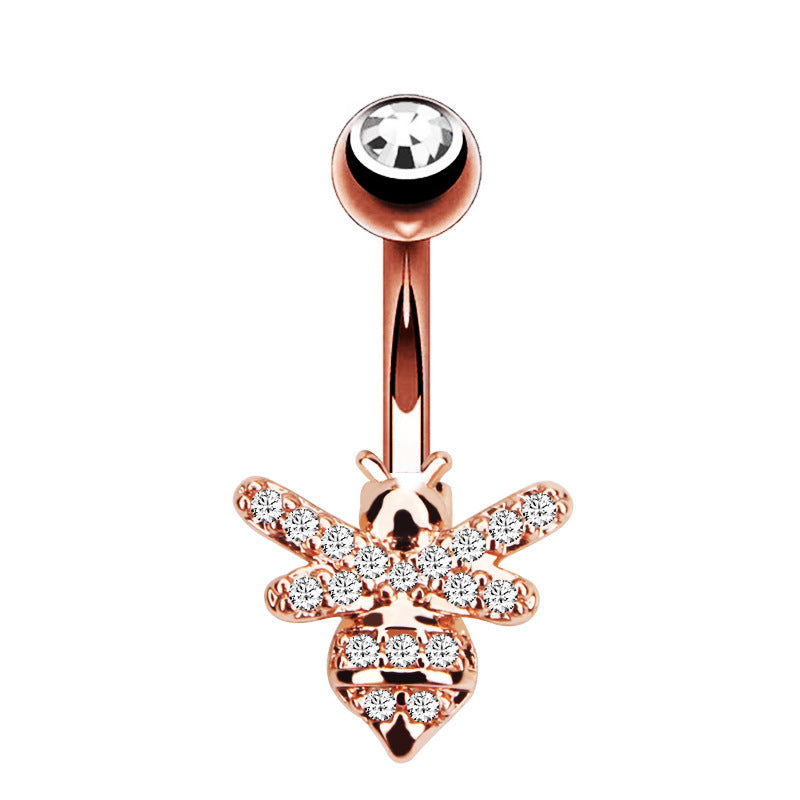 Women's rose gold zircon bee ring