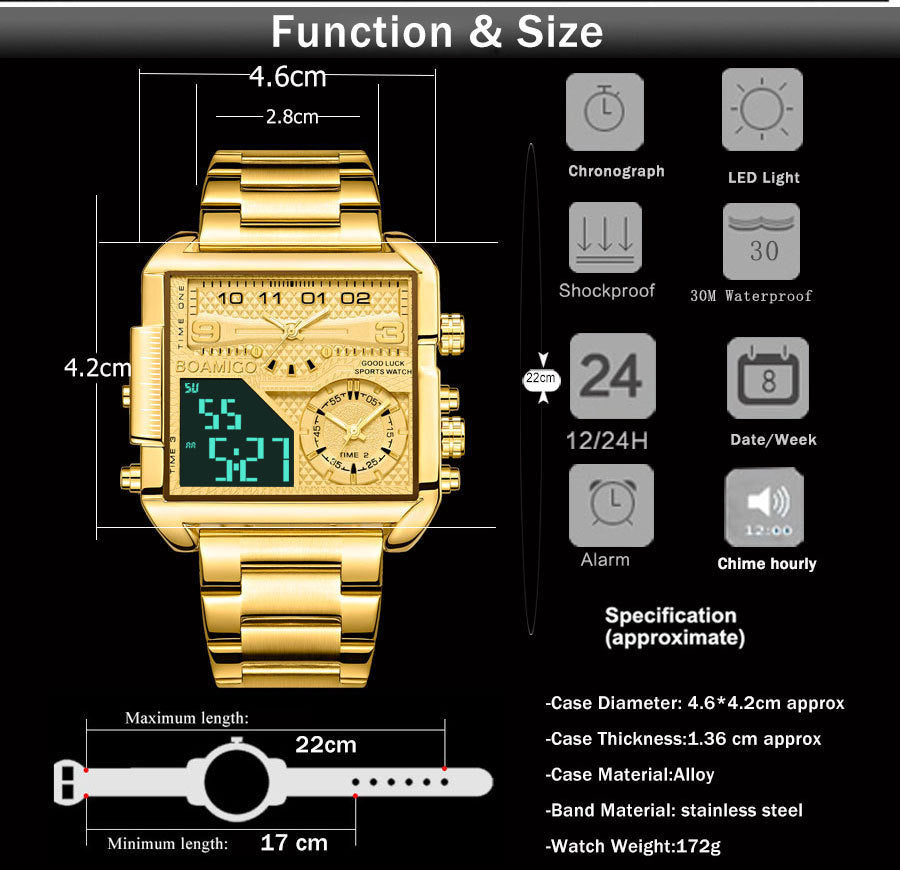 Alternate view: Men's gold digital watch
