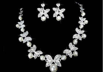 Women's butterfly pearl bridal set
