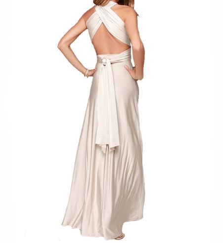 Women's beige backless maxi dress