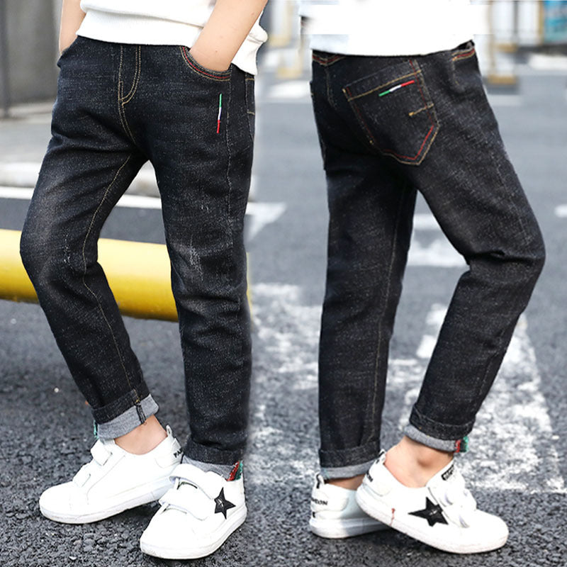 Boys black denim trousers