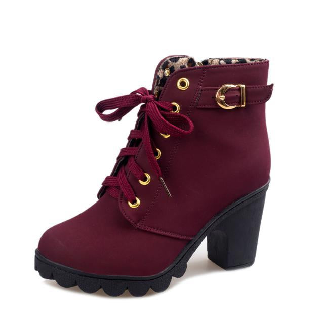Women's claret cross strappy boots