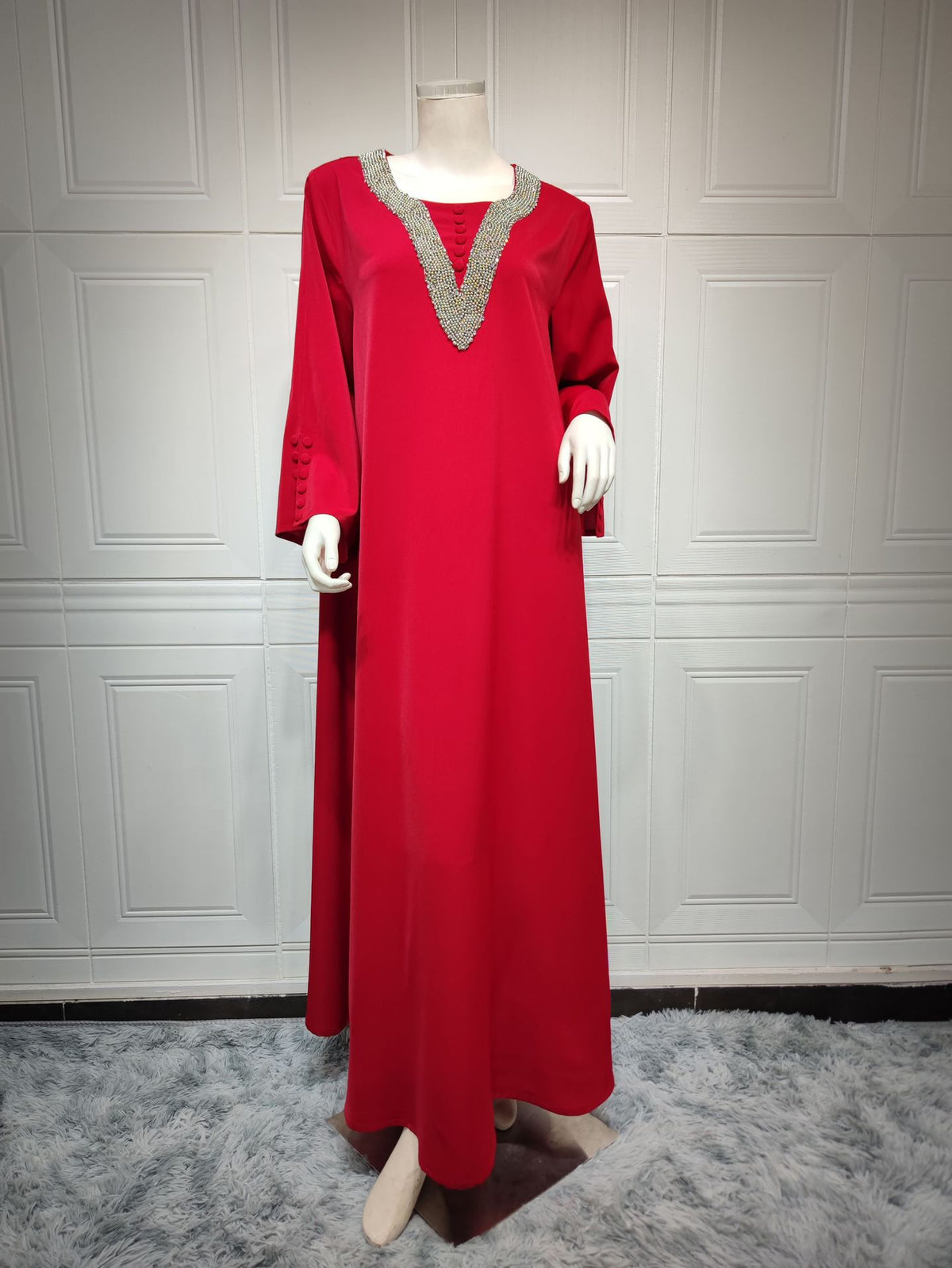 Women's red beaded dress