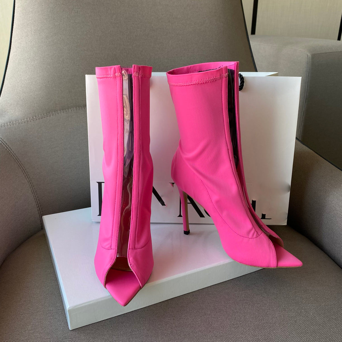 Women's rose red lycra stiletto sandals