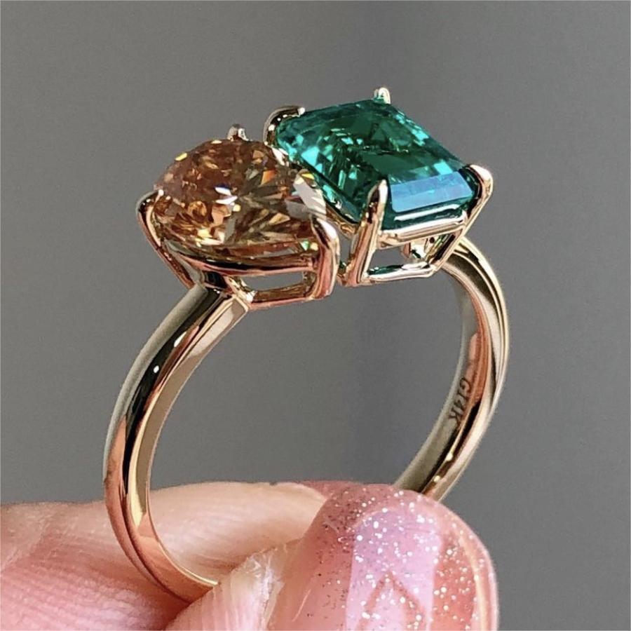 Women's double stone zircon ring