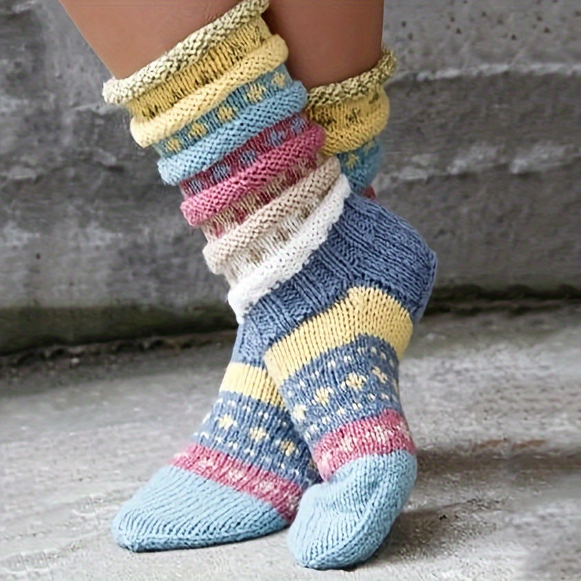 Women's blue and purple socks
