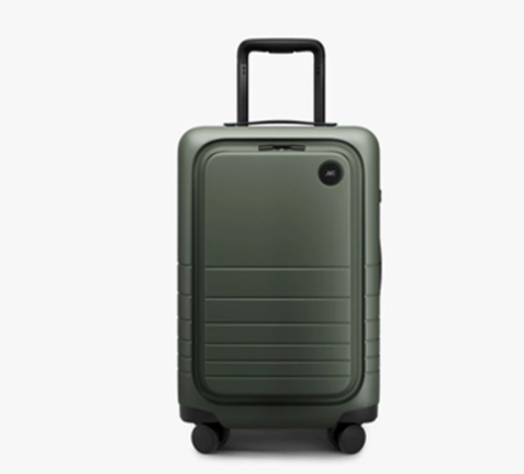 Unisex olive green front open suitcase