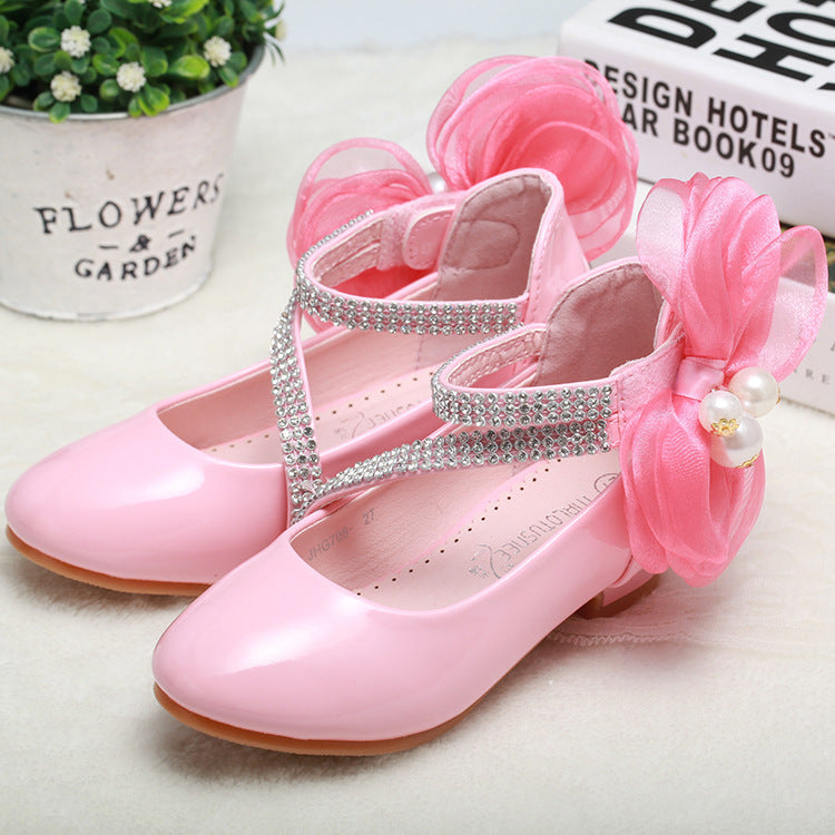 Girls low heel princess shoes