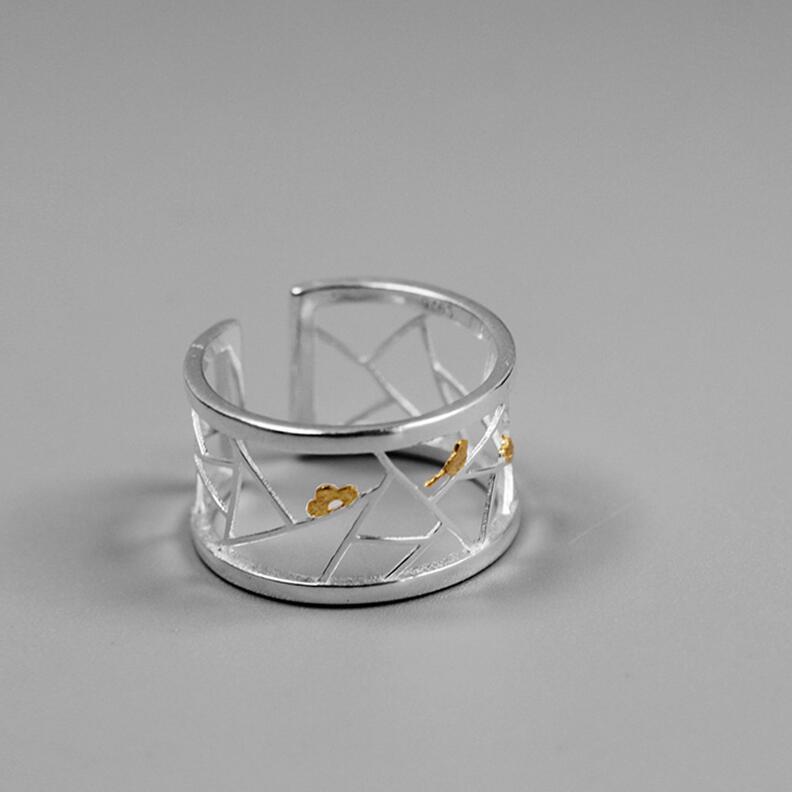 Unisex 925 silver paper cut ring