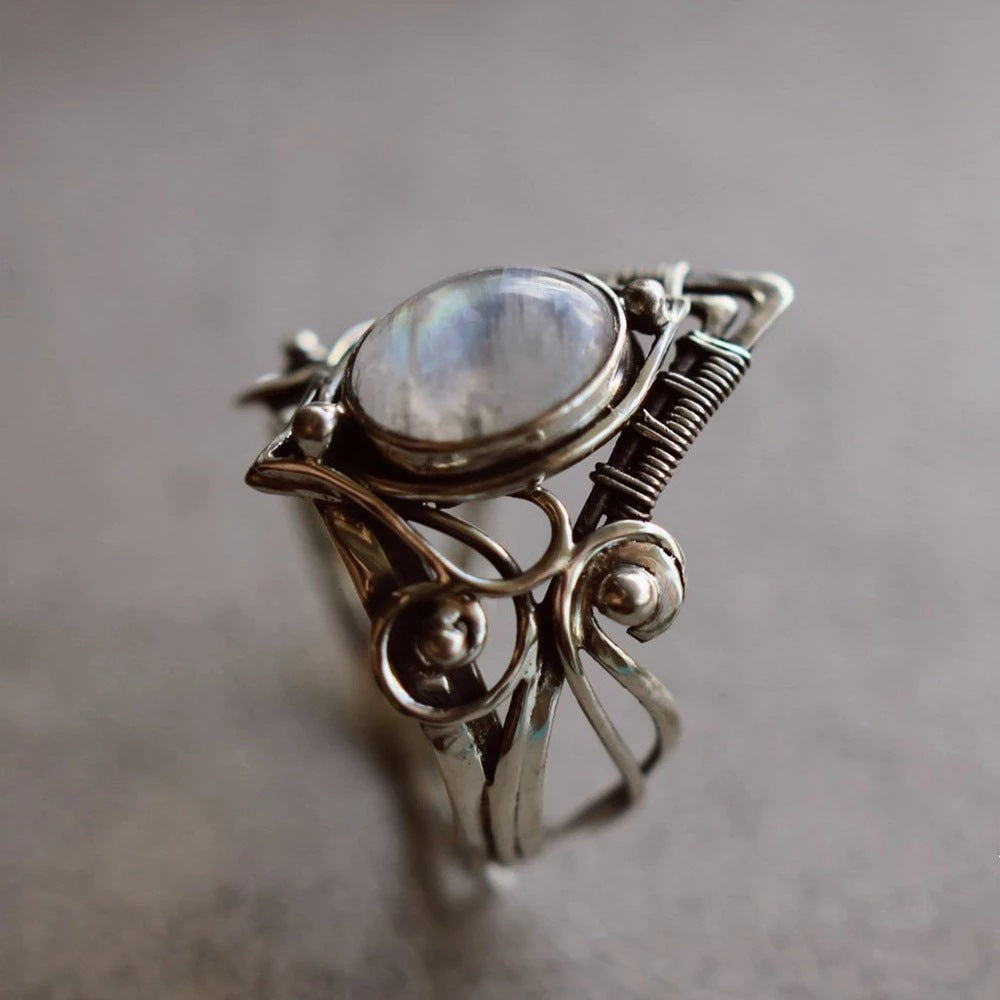 Alternate view: Women's moonstone crystal ring