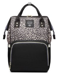 Unisex leopard brown no USB diaper bag backpack