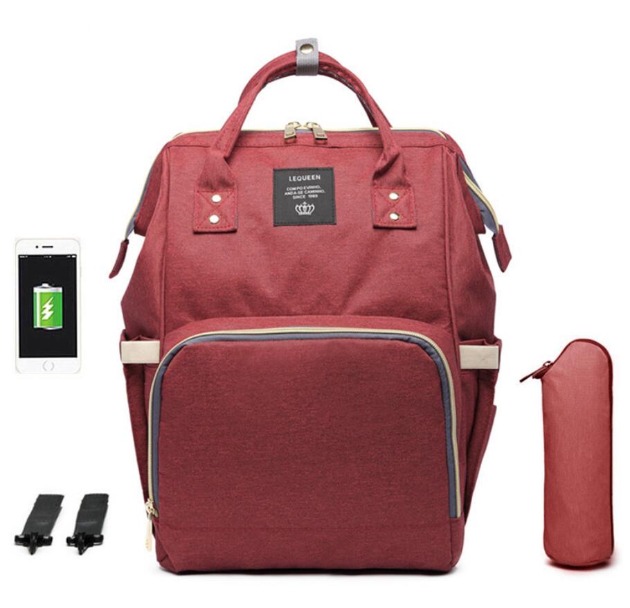 Unisex claret diaper bag backpack