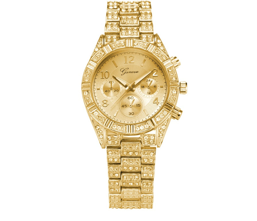 Women's gold quartz watch