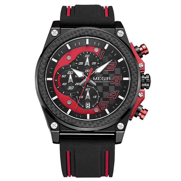 Unisex red multifunction watch