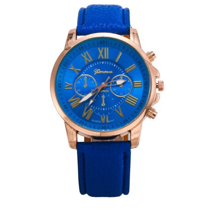 Retro colorful faux leather strap watch - view 9