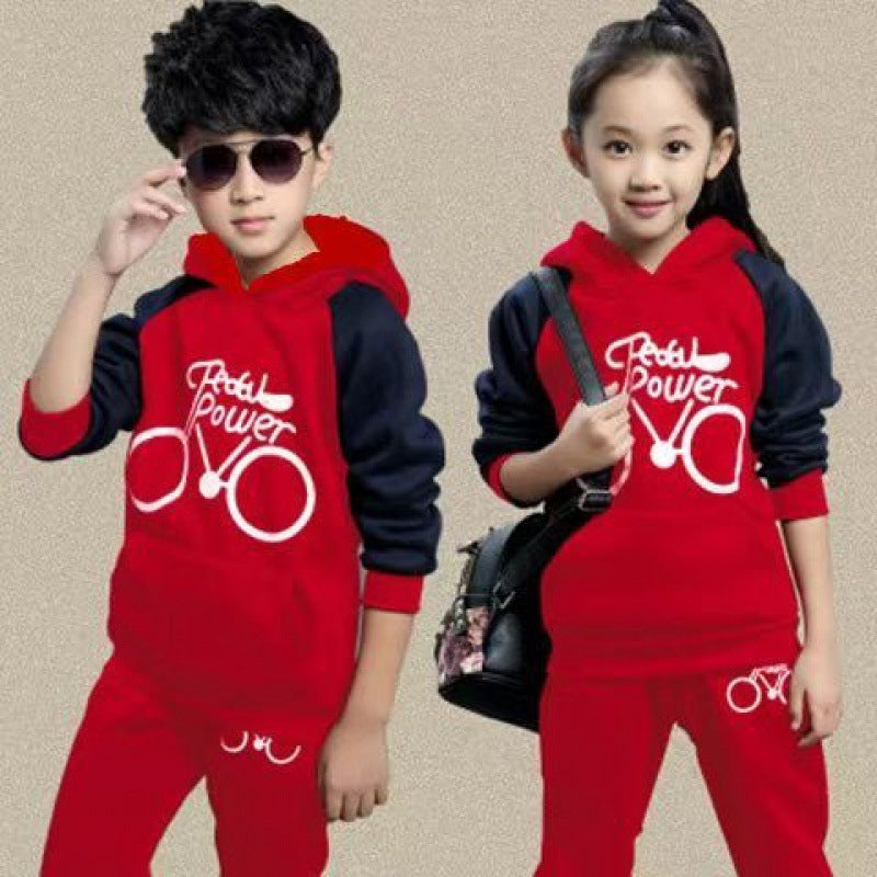 Boys red older sports suit