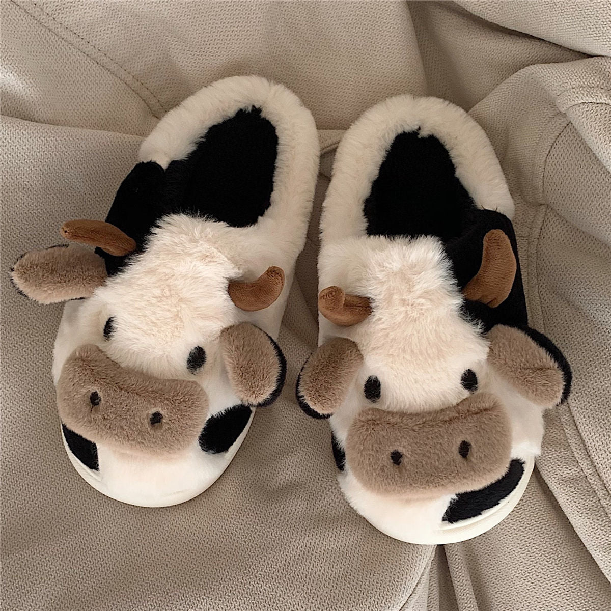 Alternate view: Women's cow animal slippers