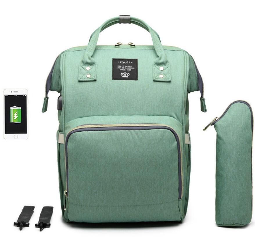 Unisex green diaper bag backpack
