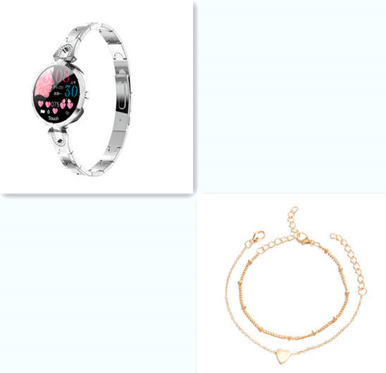 Women's silvery with bracelet waterproof smart watch