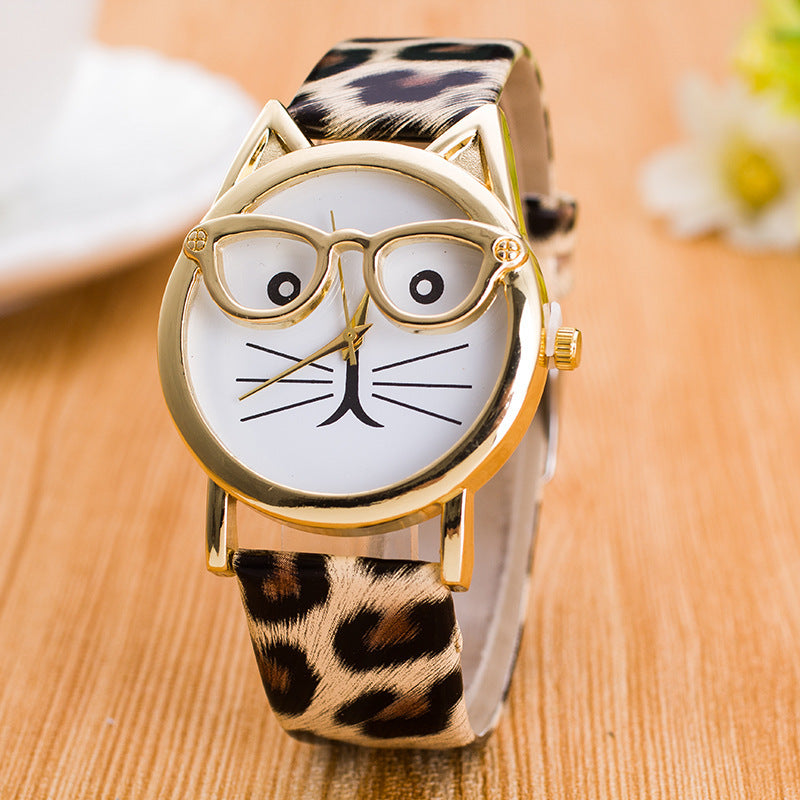 Kids leopard cartoon watch