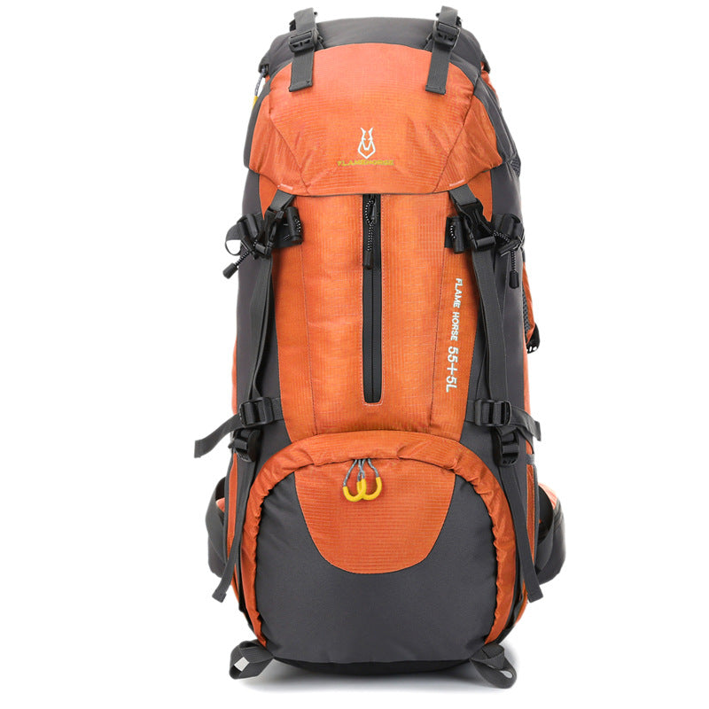 Unisex orange 60L travel backpack