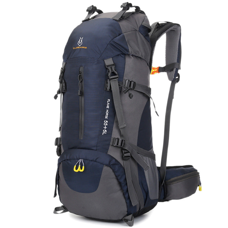 Unisex dark blue 60L travel backpack