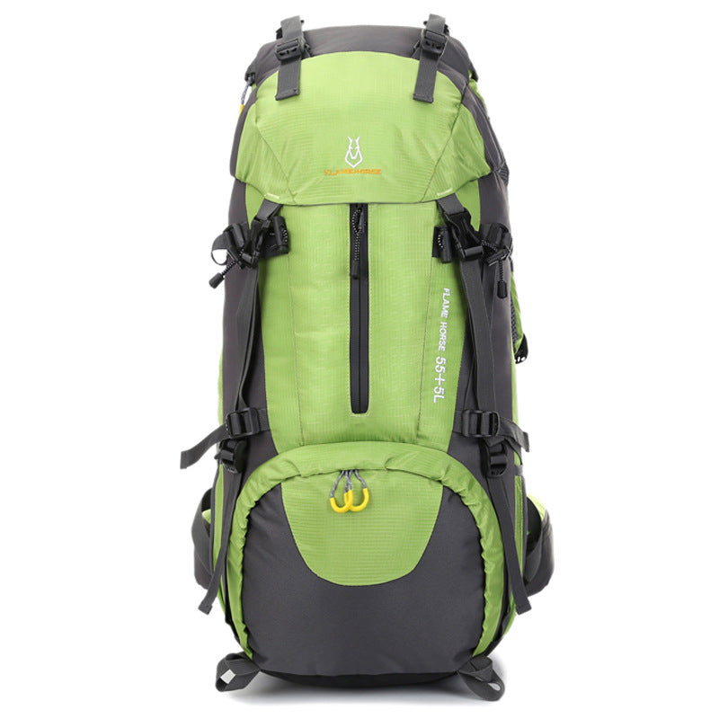 Unisex green 60L travel backpack