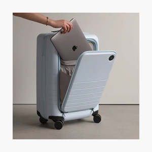 Unisex mist blue front open suitcase
