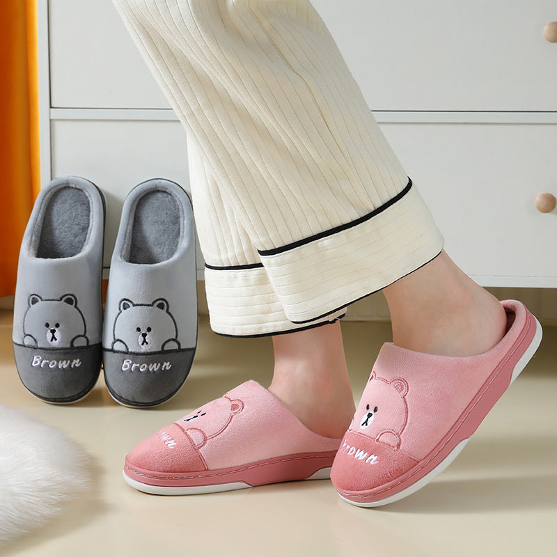 Alternate view: Women's bear plush slippers