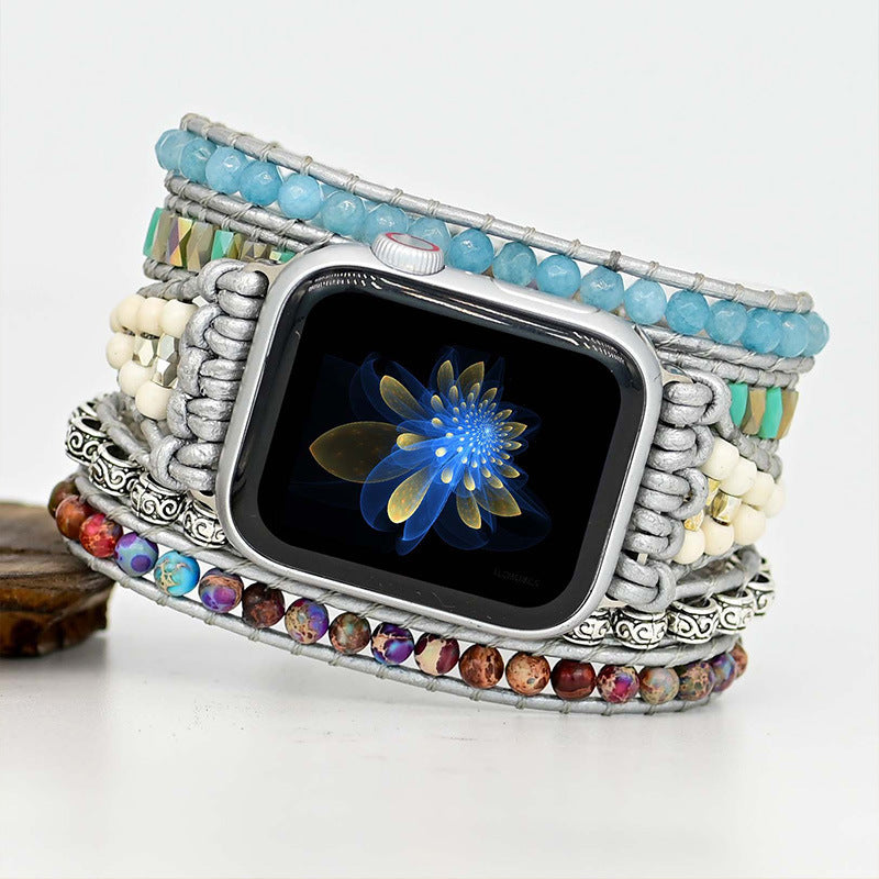 Alternate view: Unisex stone bead woven watch