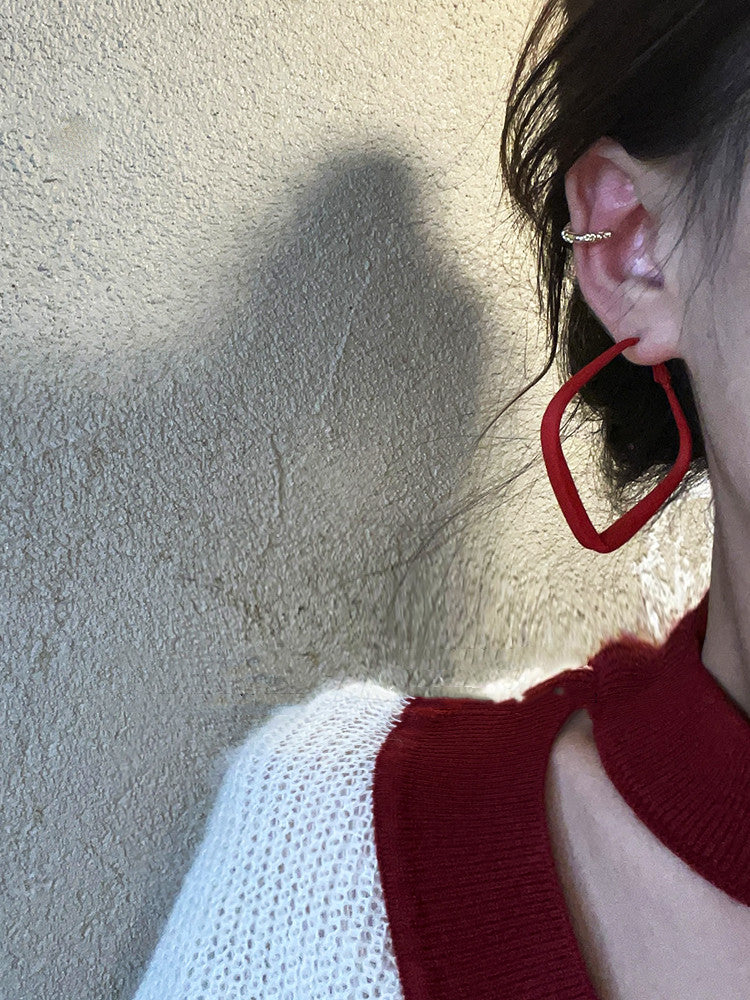 Alternate view: Women's red square earrings