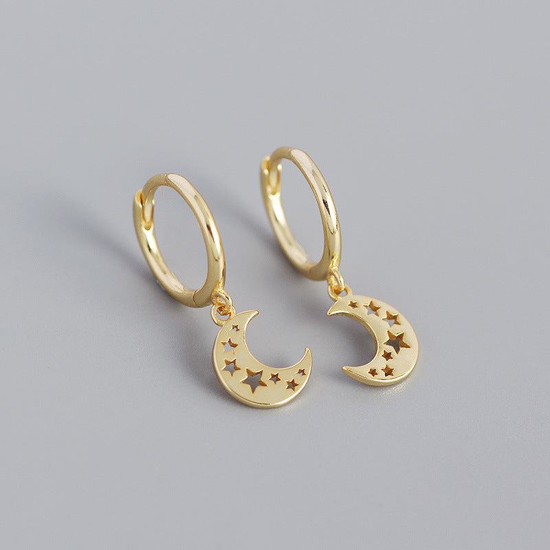 Women's gold moon & star earrings
