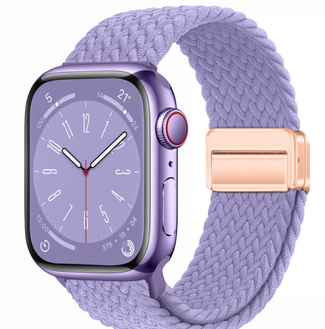Unisex british lavender rose buckle woven loop watch band