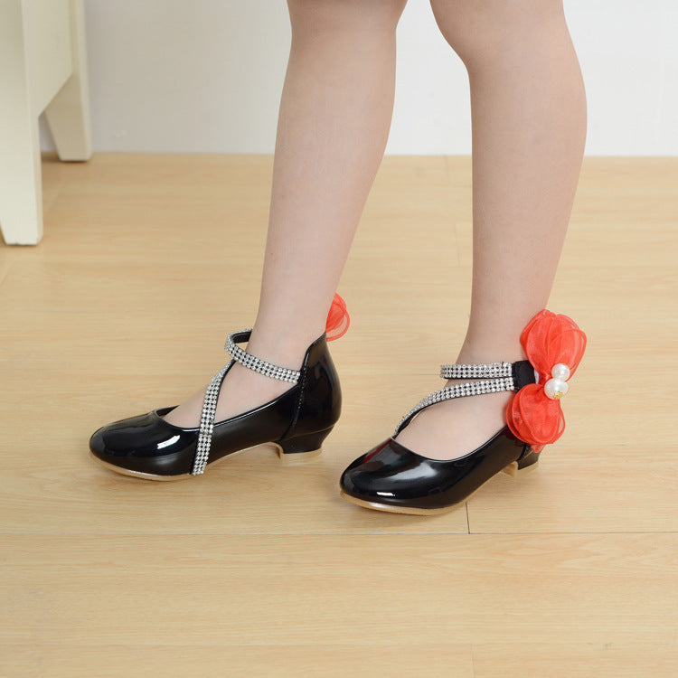 Girls low heel princess shoes