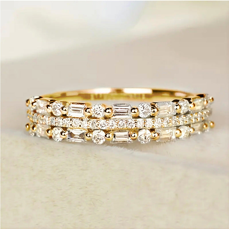 Women's gold multilayer line ring