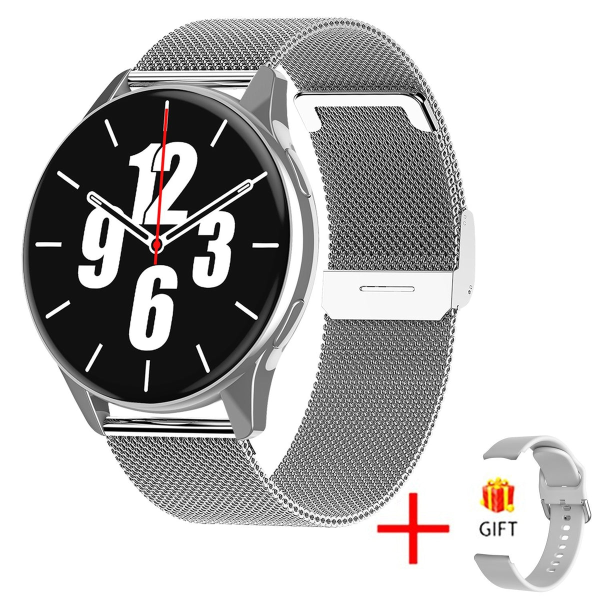 Unisex mesh belt silver round smart watch