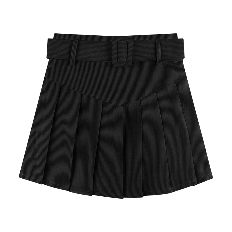 Women's black corduroy half skirt