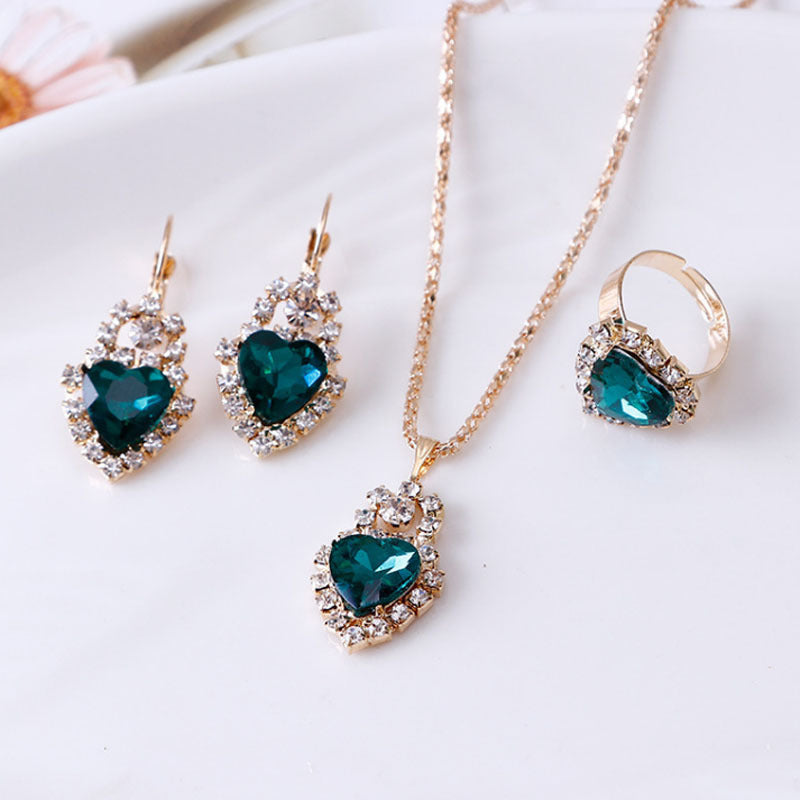 Women's necklace earrings & ring