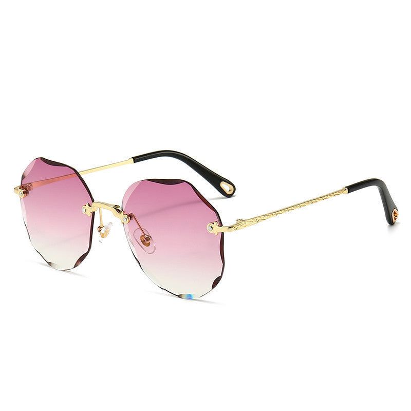 Women's gradient pink rimless sunglasses