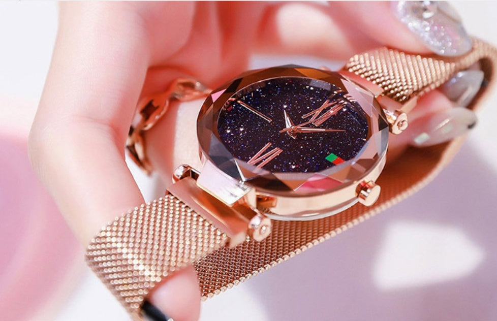 Starry sky glitter mesh watch for women - view 6