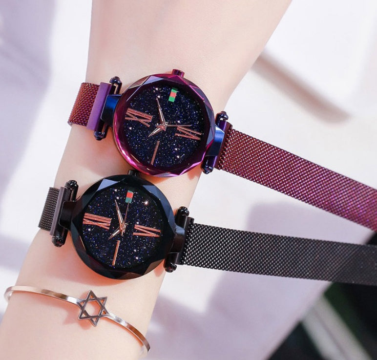 Starry sky glitter mesh watch for women - view 9