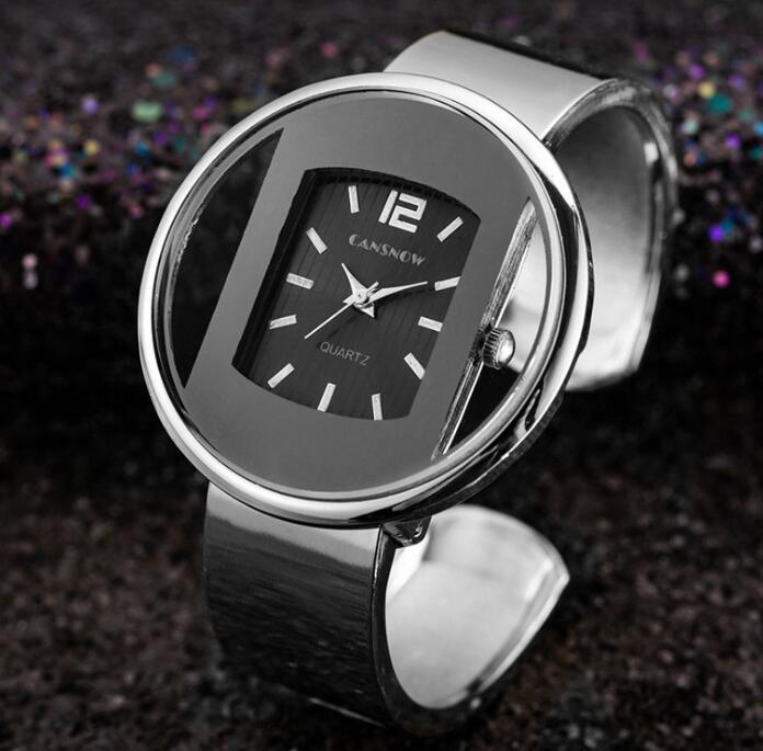 Women's silver black bracelet watch