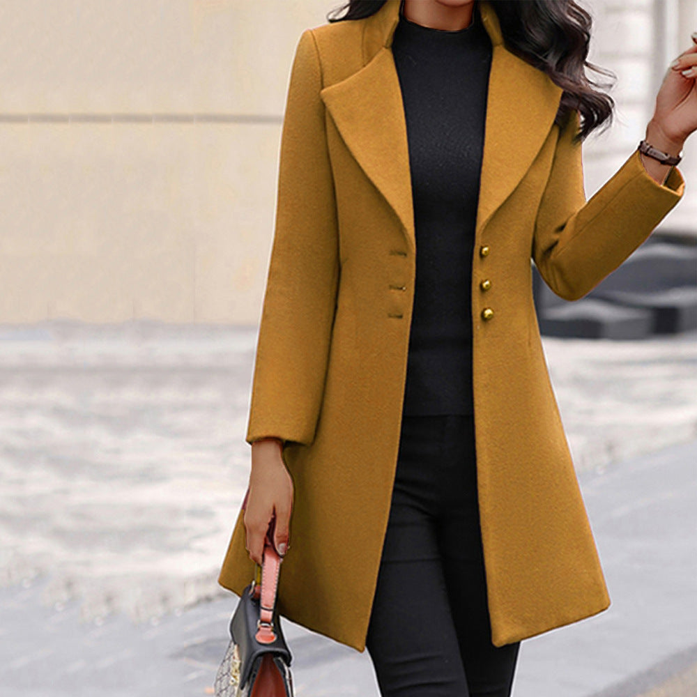 Women's yellow single-breasted coat