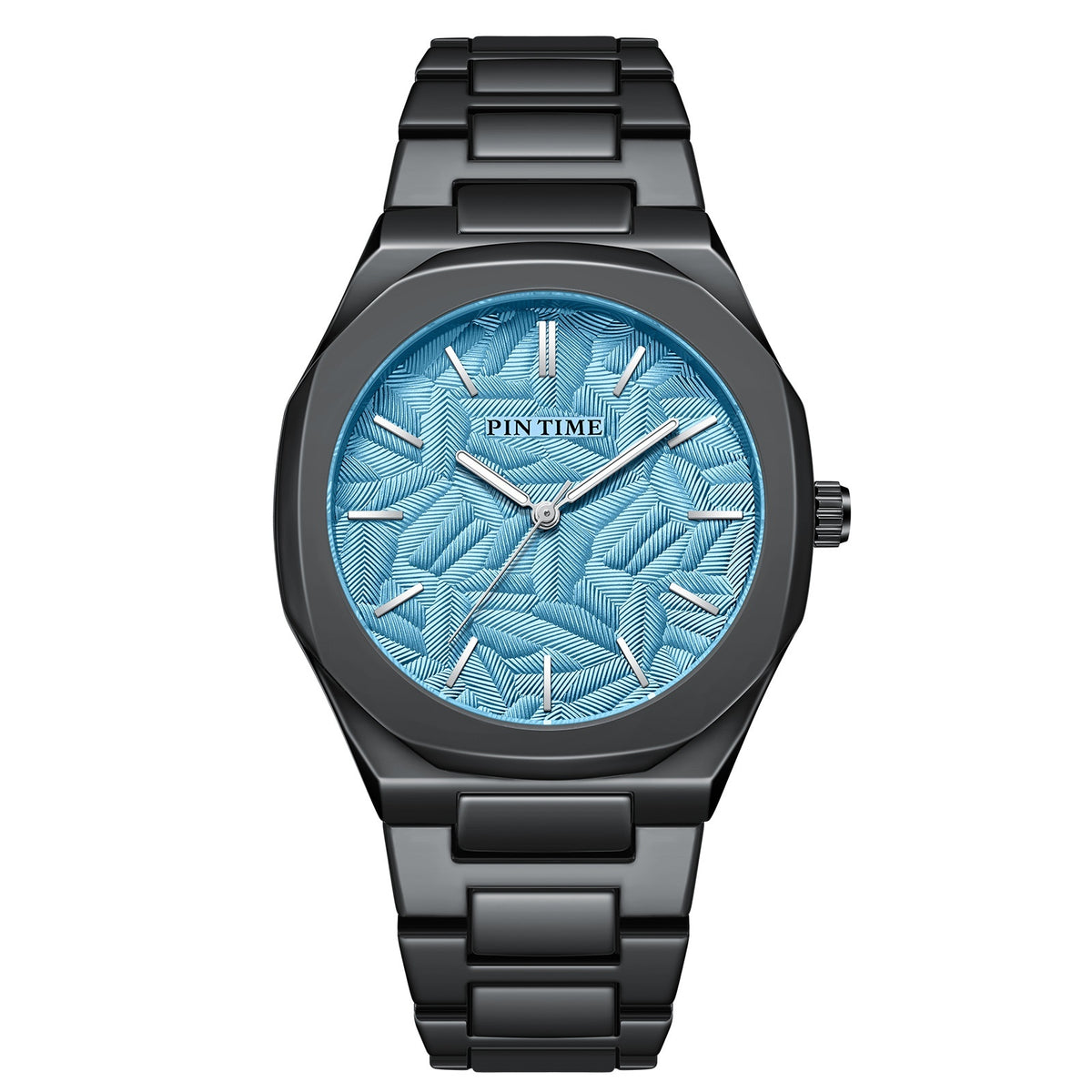 Men's palm leaf embossed watch