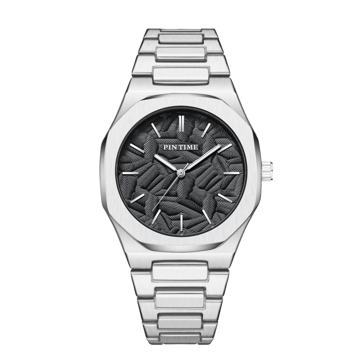 Men's palm leaf embossed watch