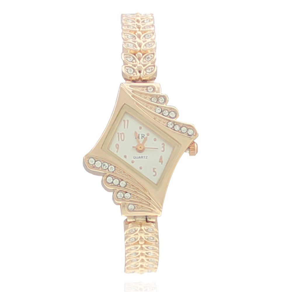 Rose gold-tone rhinestone bracelet watch - view 1