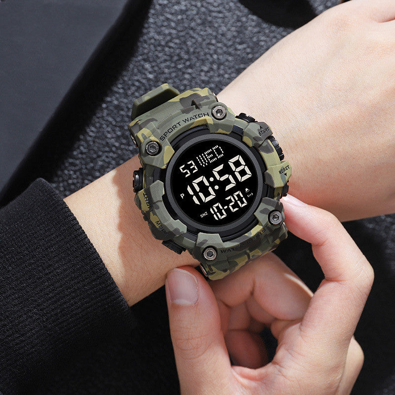 Unisex army green camouflage large dial watch