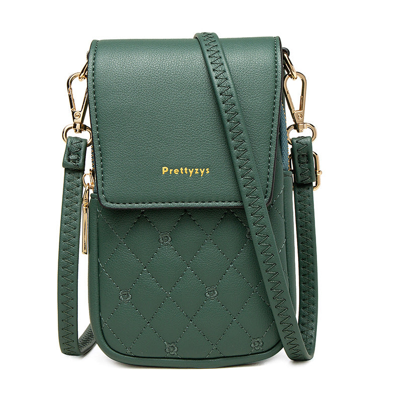 Unisex green plaid phone crossbody bag