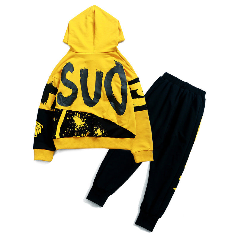 Boys yellow hooded sports suit