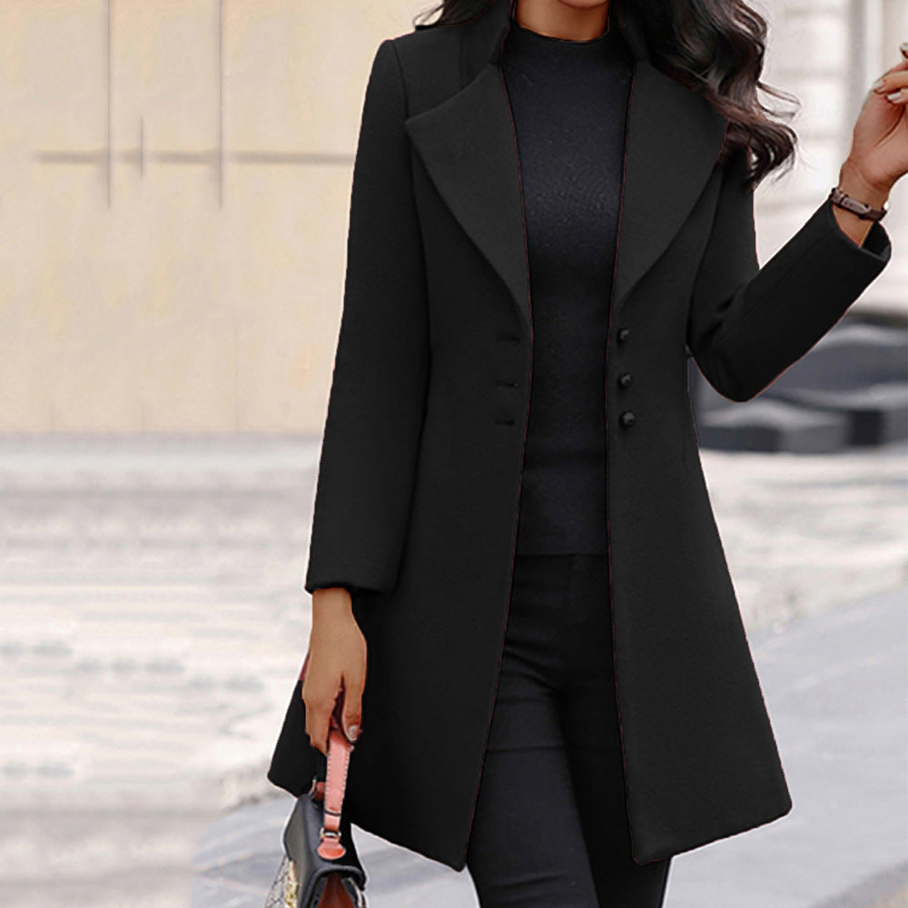 Women's black single-breasted coat